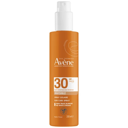 Avene Sun Set, hoher Sonnenschutz, Spray, SPF 30, 200 ml + unsichtbarer Sonnenschutz für das Gesicht, empfindliche Haut, SPF 50+, 50 ml + Strandtasche gratis