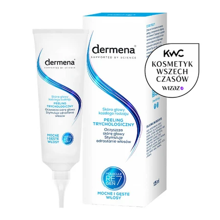 Dermena Set, trichologisches Peeling, Kopfhaut aller Typen, 125 ml + Shampoo gegen Haarausfall, 200 ml + Gel gegen Haarausfall, 150 ml kostenlos