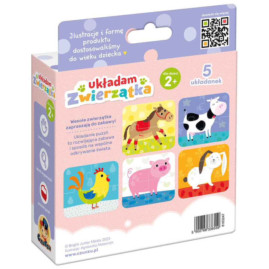 CzuCzu Animali impilabili, puzzle per bambini, da 2 anni, 20 elementi