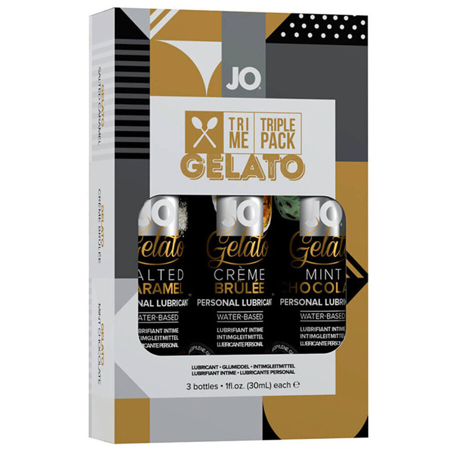 System Jo Tri-Me Gelato, set de lubrifiants aromatisés, 3 x 30 ml