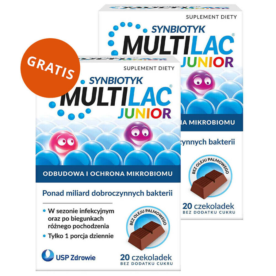 Multilac Junior Synbiotic, cioccolatini, 20 pezzi + 20 pezzi gratuiti