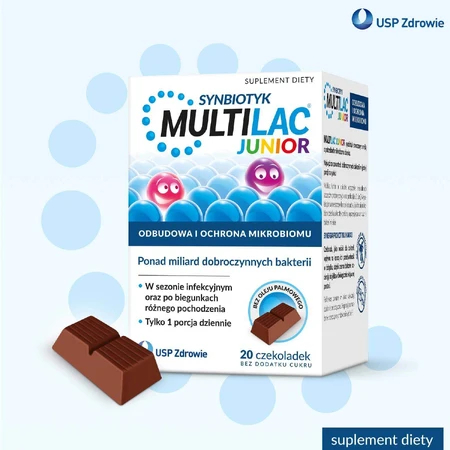 Multilac Junior Synbiotic, bombones, 20 unidades + 20 unidades gratis