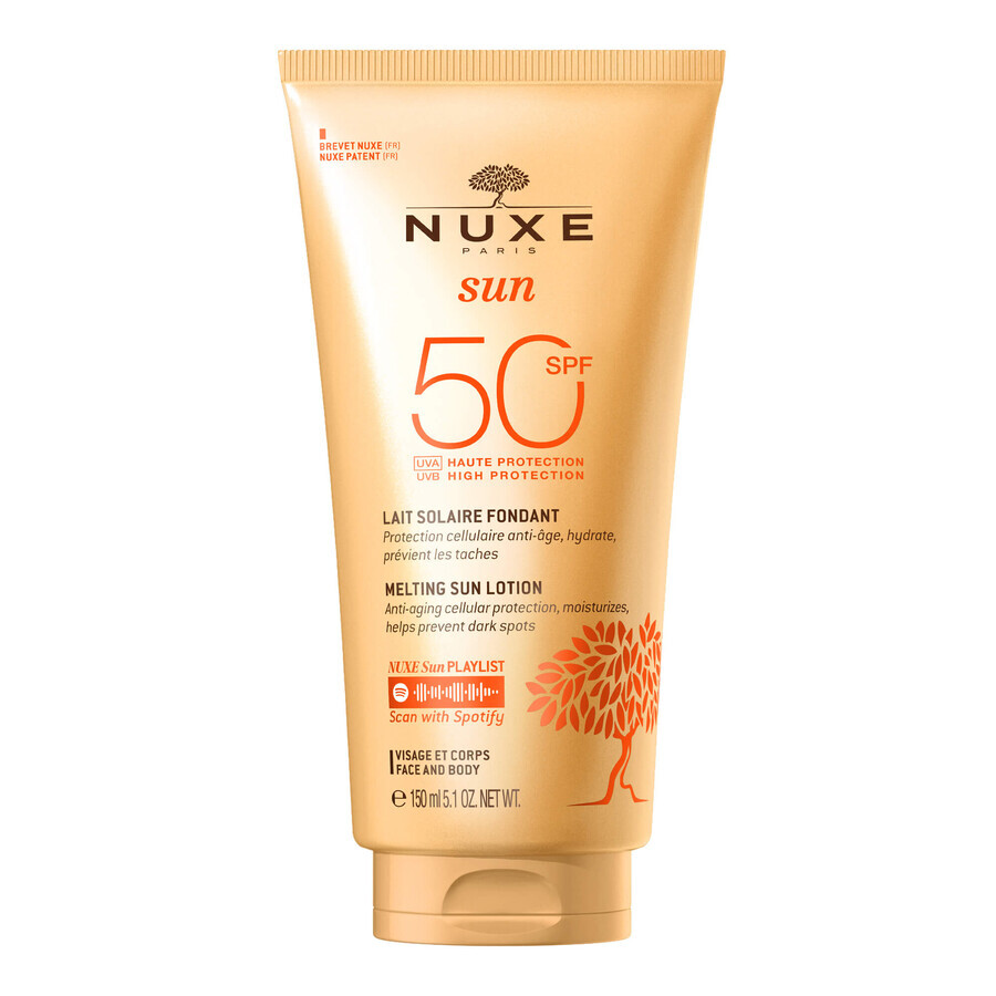 Nuxe Sun, gezichts- en lichaamsbruiningslotion, SPF 50, 150 ml + gratis strandtas