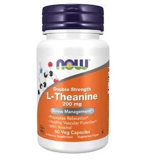 Now Foods L-Theanine 200 mg, L-teanina, 60 cápsulas vegetales
