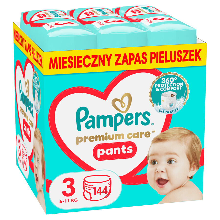 Pampers Premium Care Pants Set, Windeln, Größe 3, 6-11 kg, 2 x 144 Stück