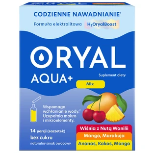 Oryal Aqua+ Mezcla de sabores, sin azúcar, 14 sobres