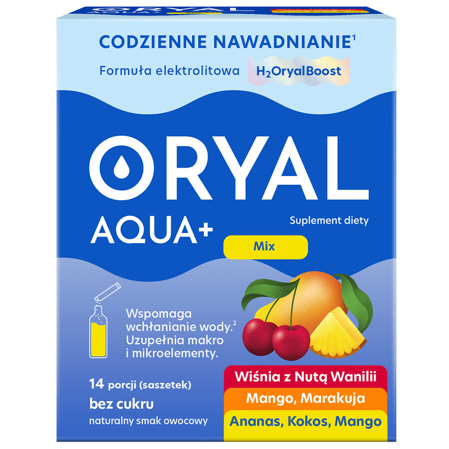 Oryal Aqua+ Aromi misti, senza zucchero, 14 bustine