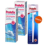 Protefix Hygiene Kit, pastă de curățat proteze dentare și ortodontice, 2 x 75 ml + perie pentru proteze dentare, 1 gratuit Protefix Hygiene Kit, pastă de curățat proteze dentare și ortodontice, 2 x 75 ml + perie pentru proteze dentare, 1 gratuit