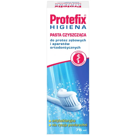Protefix Hygiene set, denture and orthodontic cleaning paste, 2 x 75 ml + denture brush, 1 free of charge