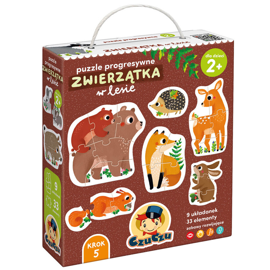 CzuCzu Animals in the forest, progressive puzzle for children, from 2 years old, 33 elements