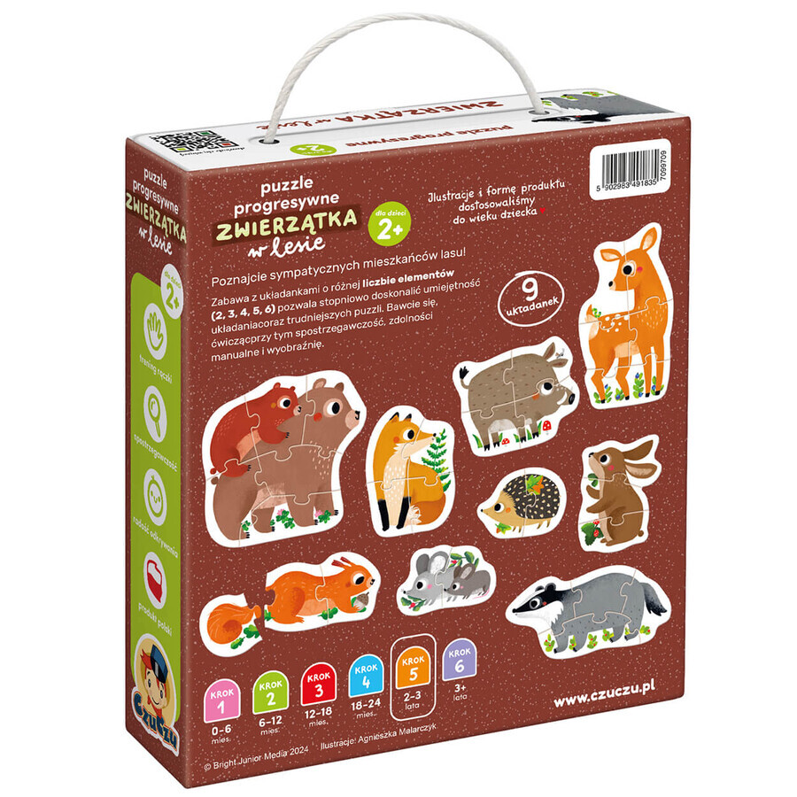 CzuCzu Animals in the forest, progressive puzzle for children, from 2 years old, 33 elements