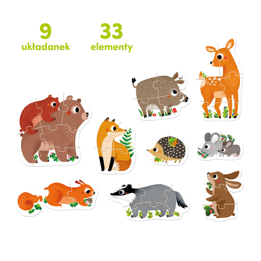 CzuCzu Animals in the forest, progressive puzzle for children, from 2 years old, 33 elements