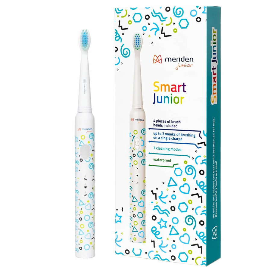 Meriden Smart Junior Blue, Schallzahnbürste für Kinder, blau, ab 5 Jahren, 1 Stück + Ersatzaufsätze, 4 Stück