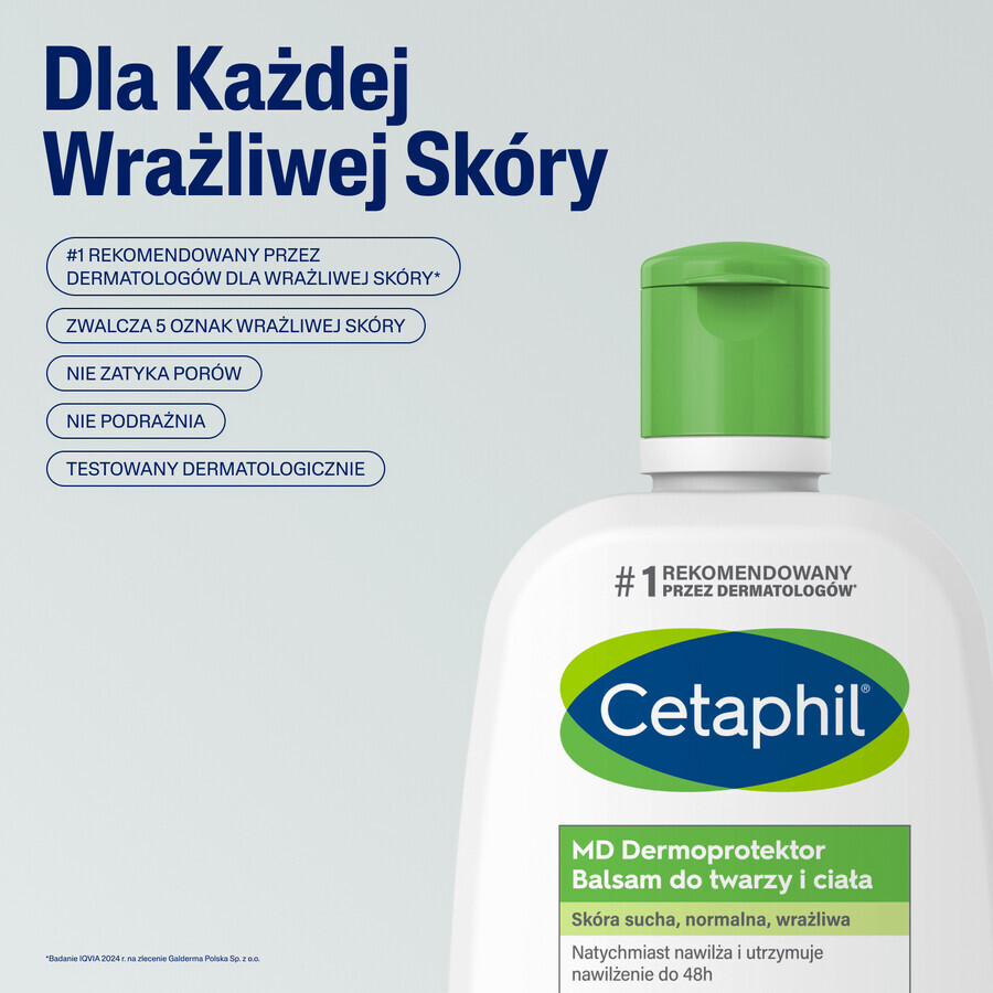 Cetaphil MD Dermoprotector, moisturizing lotion for face and body, dry and sensitive skin, 250 ml + face moisturizer with hyaluronic acid, night cream, 48 ml free of charge