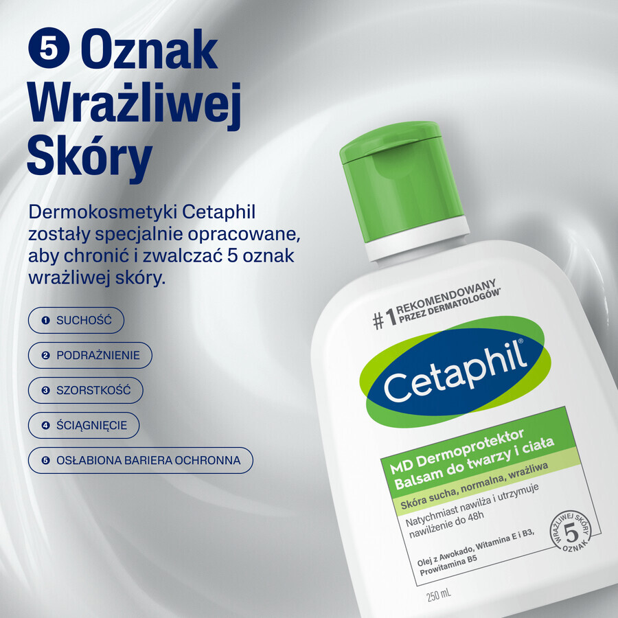 Cetaphil MD Dermoprotector, moisturizing lotion for face and body, dry and sensitive skin, 250 ml + face moisturizer with hyaluronic acid, night cream, 48 ml free of charge