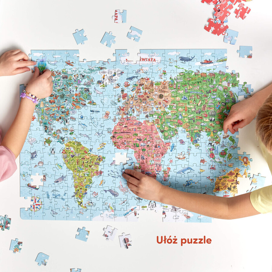 CzuCzu Puzzle esploratori Mappa del mondo, puzzle per bambini, da 7 anni, 300 elementi