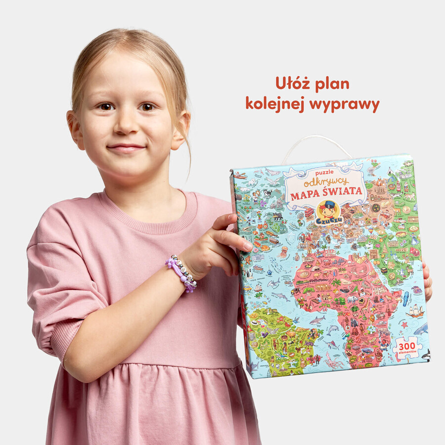 CzuCzu Puzzle esploratori Mappa del mondo, puzzle per bambini, da 7 anni, 300 elementi