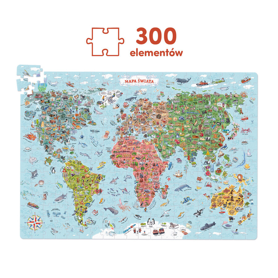 CzuCzu Puzzle esploratori Mappa del mondo, puzzle per bambini, da 7 anni, 300 elementi