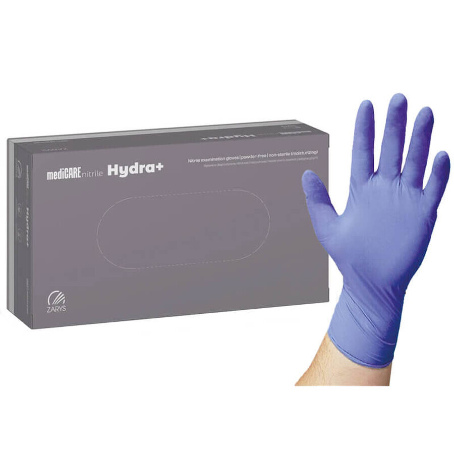 MediCare Nitrile Hydra+, guanti in nitrile, non sterili, senza polvere, blu, taglia M, 100 pezzi
