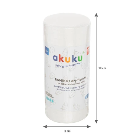 AKUKU, serviettes jetables en bambou pour bébés et enfants, 18 x 25 cm, en rouleau, 100 pièces