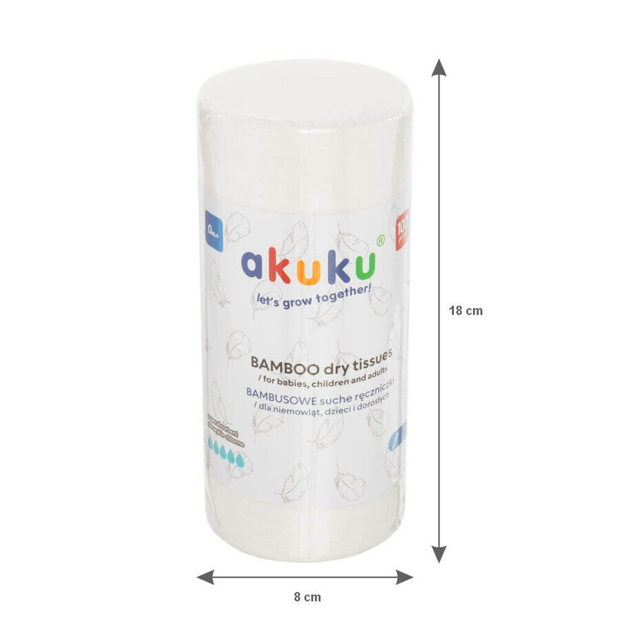 AKUKU, toallas desechables de bambú para bebés y niños, 18 x 25 cm, en rollo, 100 unidades