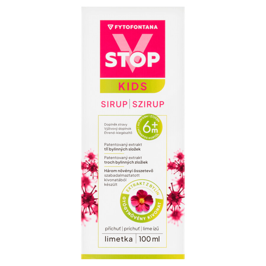 Fytofontana V-Stop Kids 6m+, syrup for children over 6 months of age, lime flavor, 100 ml