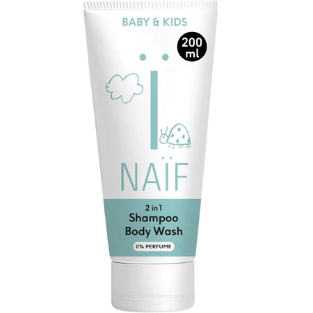 Naif Baby & Kids, champú y gel de lavado 2 en 1 para bebés y niños desde el primer día, 200 ml