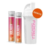 Triggy Kolagen Beauty set, sabor multifrutas, 2 x 20 comprimidos efervescentes + agitador, 700 ml gratis