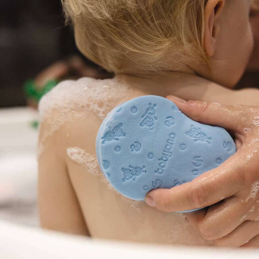 BabyOno esponja de baño para bebés y niños, azul, 1 unidad