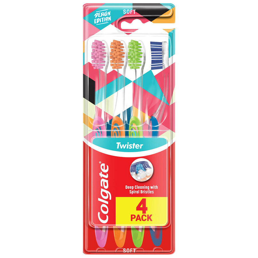 Colgate Twister Fresh, brosse à dents souple, 4 pièces
