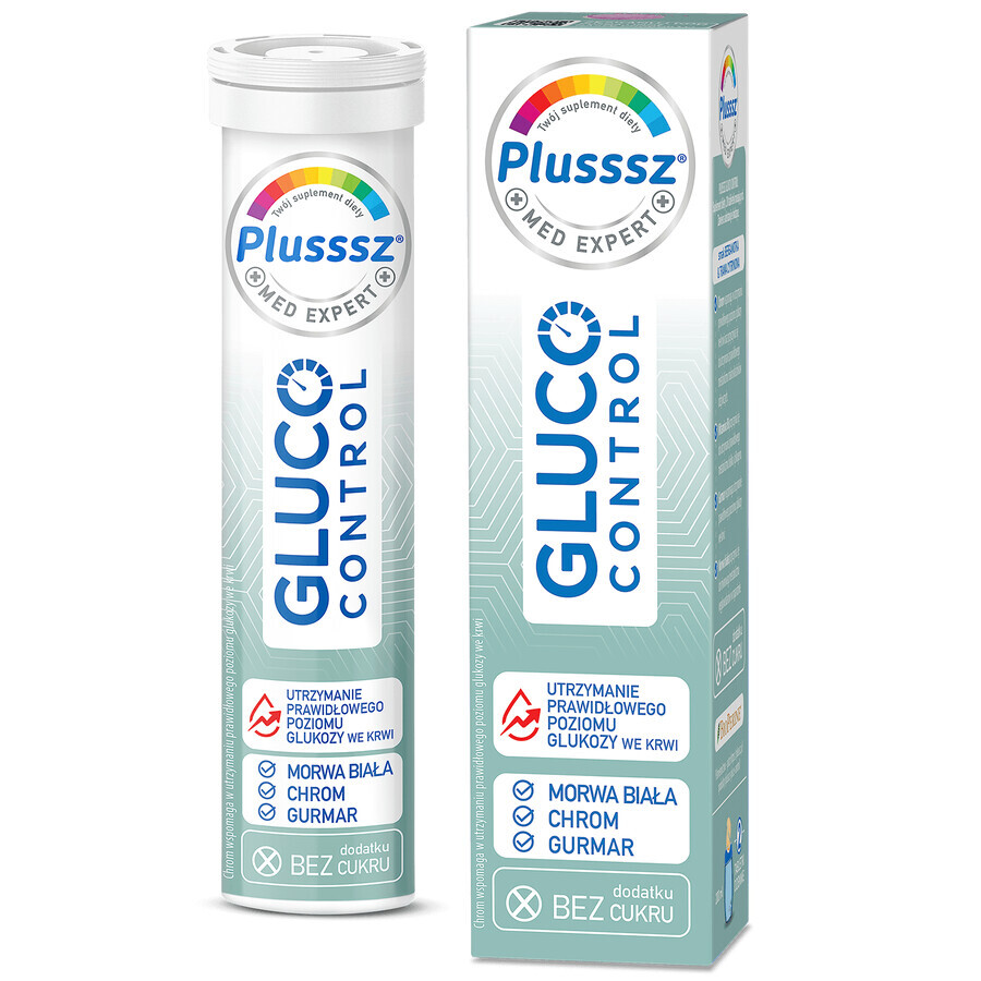 Plusssz Gluco Control, arôme bergamote et citronnelle, 20 comprimés effervescents