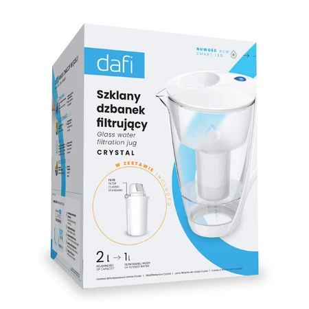 Dafi Crystal Led, jarra de cristal con filtro, blanca, 2 l + filtro Classic, 1 pieza