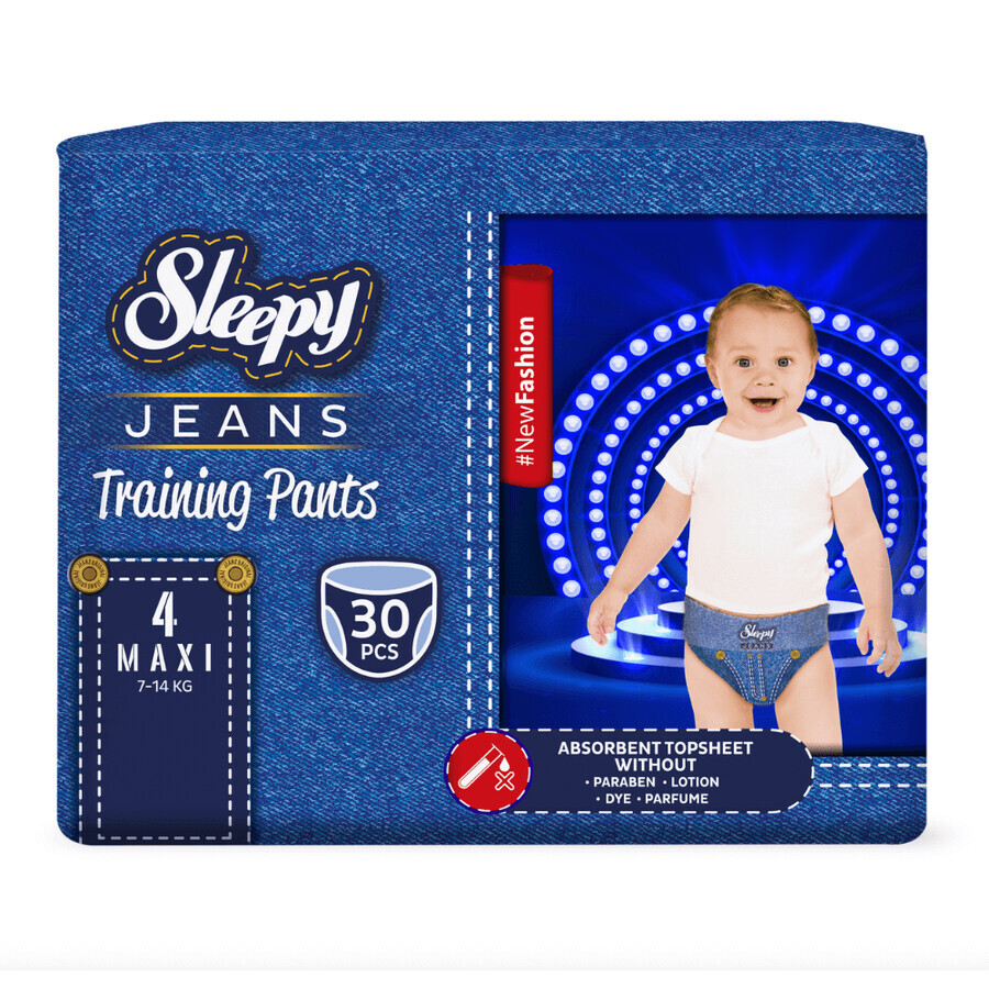 Couches bébé Jeans, Nr 4 Maxi, 7-14 kg, 30 pièces, Sleepy