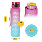4Fizjo, gourde en tritan, bidon de motivation, bleu/rose, 1 l