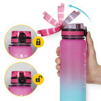 4Fizjo, gourde en tritan, bidon de motivation, bleu/rose, 1 l