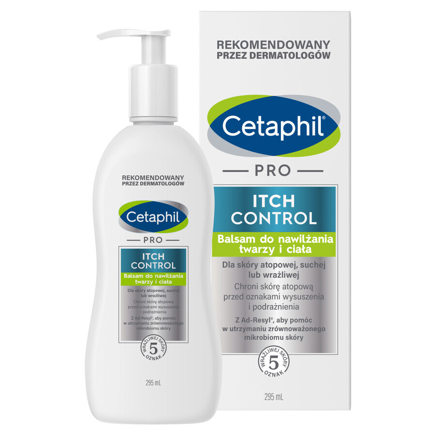 Cetaphil Pro Itch Control, lotion hydratante pour le visage et le corps, pour bébés et enfants, 295 ml + crème hydratante pour le visage avec acide hyaluronique, crème de nuit, 48 ml gratuit