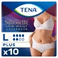 Tena Silhouette Plus Blanco, braguitas absorbentes discretas para mujer, talla L, 10 unidades