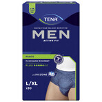Set Tena Men Active Fit Pants, calzoncillos absorbentes, talla L/XL, 95-130 cm, Plus, 2 x 30 unidades