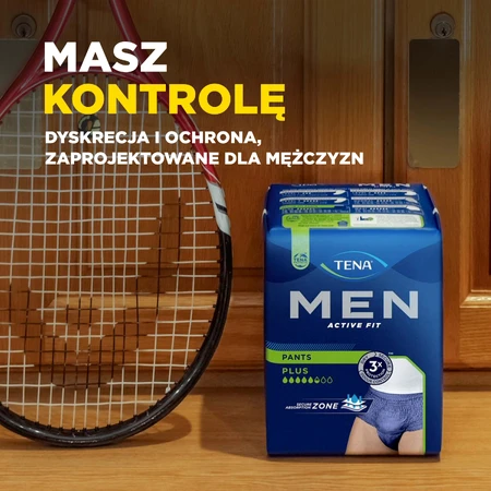 Set Tena Men Active Fit Pants, absorberende slip, maat L/XL, 95-130 cm, Plus, 2 x 30 stuks