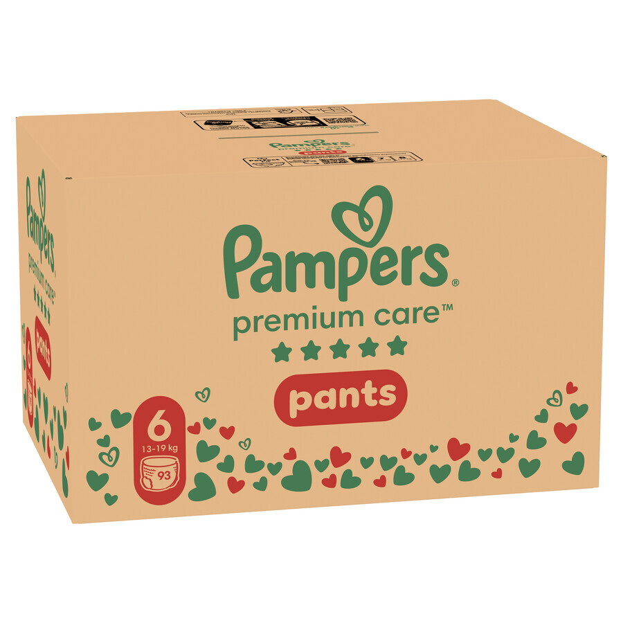 Set Pampers Premium Care Pants, scutece, mărimea 6, 13-19 kg, 2 x 93 buc
