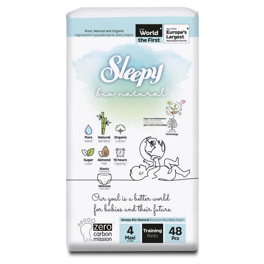 Maxi luiers, nr. 4, 7-14 kg, 48 stuks, Sleepy Bio Natural