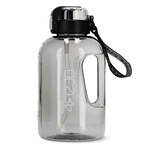 4Fizjo, botella de agua tritán, botella deportiva con asa y pajita, gris, 2 l 4Fizjo, botella de agua tritán, botella deportiva con asa y pajita, gris, 2 l