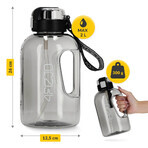 4Fizjo, botella de agua tritán, botella deportiva con asa y pajita, gris, 2 l 4Fizjo, botella de agua tritán, botella deportiva con asa y pajita, gris, 2 l