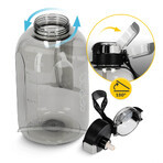 4Fizjo, botella de agua tritán, botella deportiva con asa y pajita, gris, 2 l 4Fizjo, botella de agua tritán, botella deportiva con asa y pajita, gris, 2 l