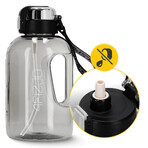 4Fizjo, botella de agua tritán, botella deportiva con asa y pajita, gris, 2 l 4Fizjo, botella de agua tritán, botella deportiva con asa y pajita, gris, 2 l