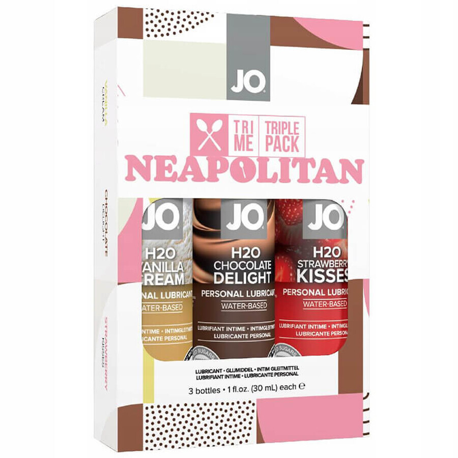 System Jo Tri-Me Neapolitana, set de lubrifiants aromatisés, 3 x 30 ml