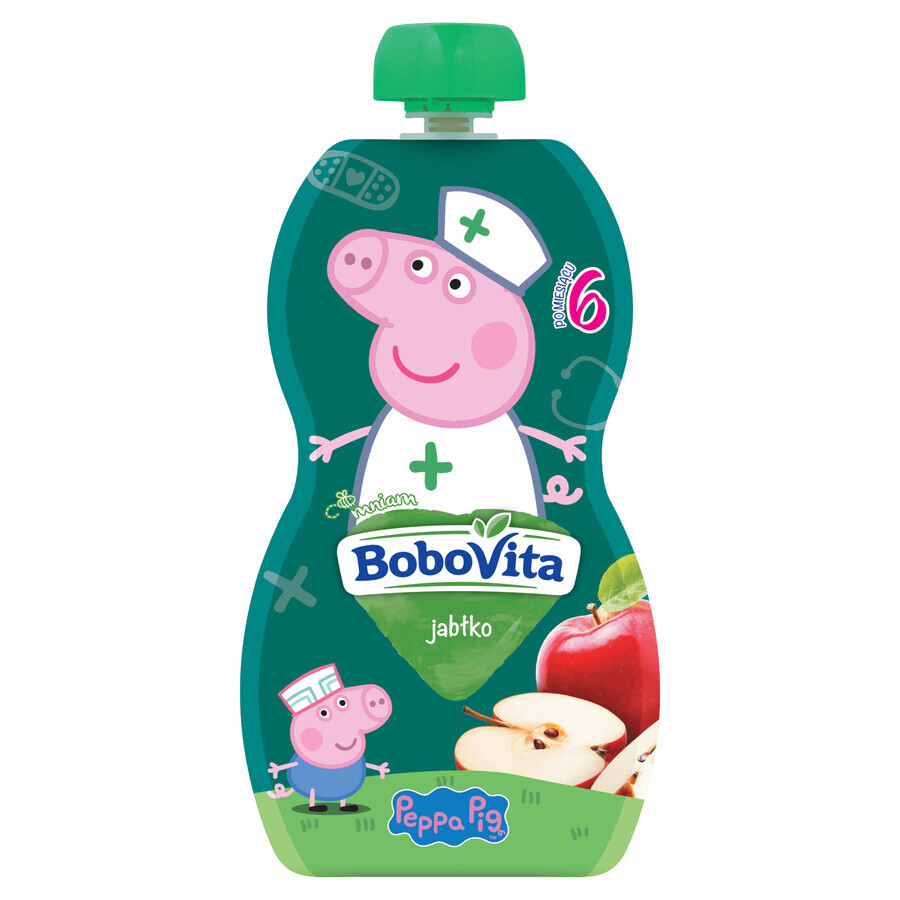 Set BoboVita Peppa Pig Mousse en tubo, manzana, después de 6 meses, 4 x 100 g + tarjetas de memoria, 24 gratis