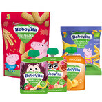 BoboVita mousse en tubo, 3 x 80 g + patatas fritas, 20 g + galletas, 150 g