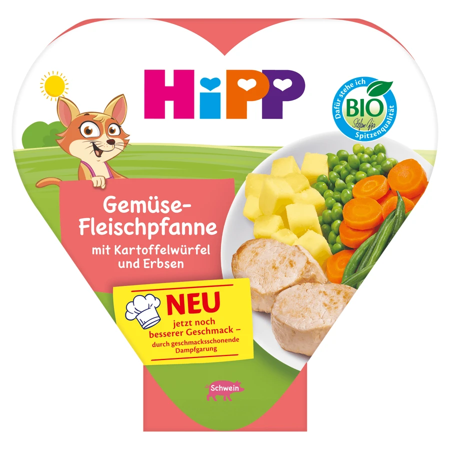 Plato HiPP Bio, verduras con patatas y cerdo tierno, después de 1 año, 250 g