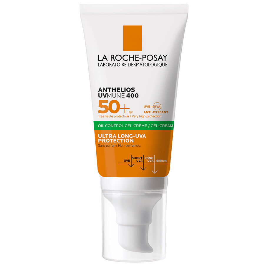 La Roche-Posay Anthelios, crema viso gel opacizzante, SPF 50+, 50 ml + portachiavi in omaggio